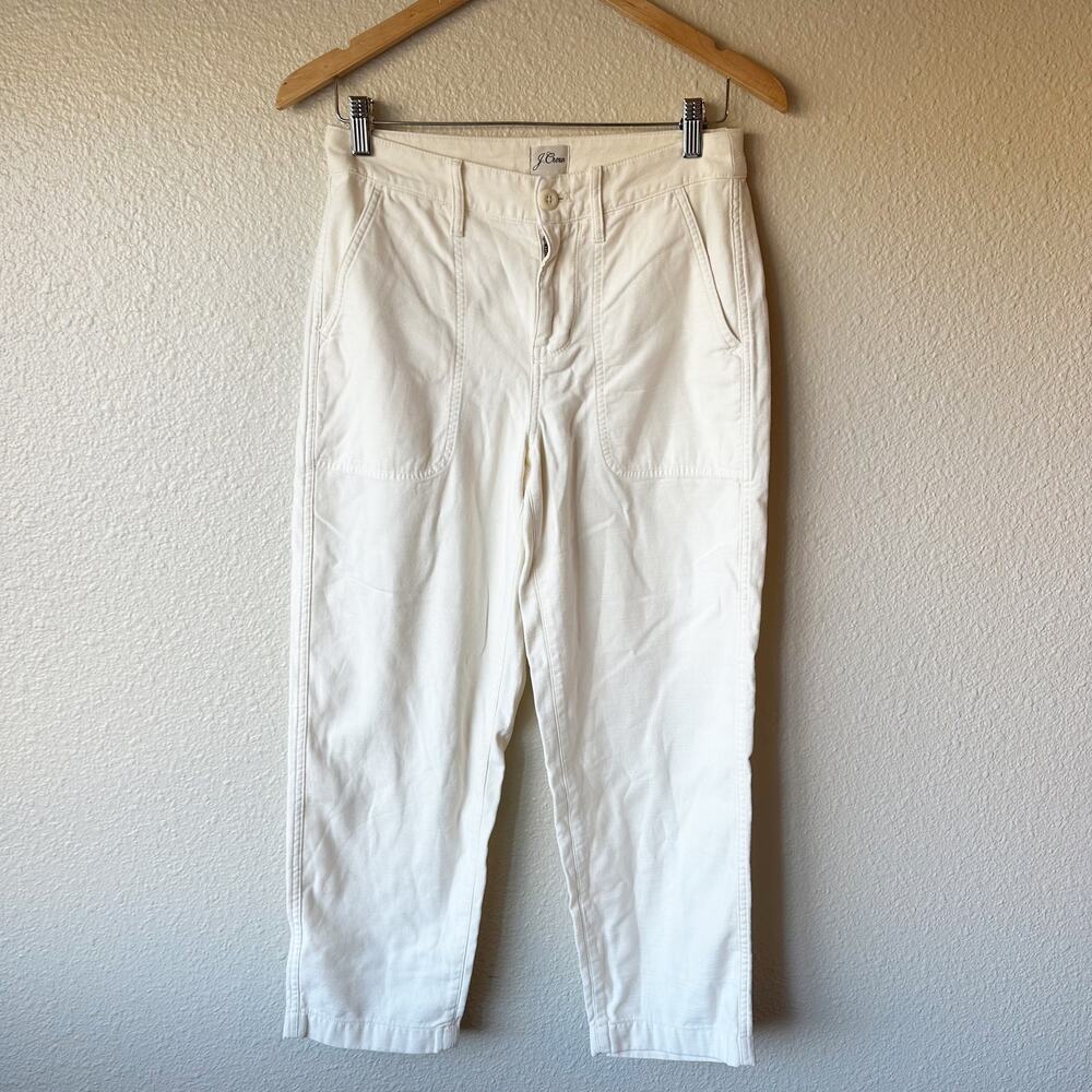 J.Crew Foundry Chino Pants Cream Cotton Size 4P Petite